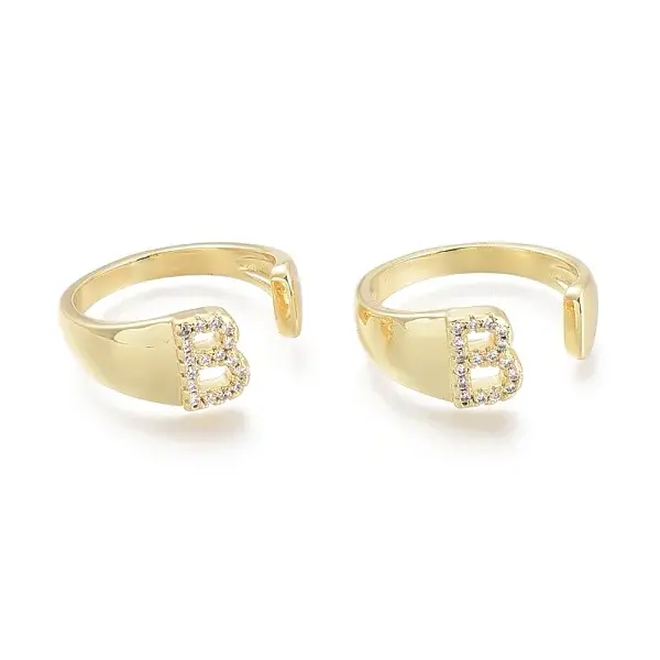 Brass Micro Pave Clear Cubic Zirconia Cuff Rings
