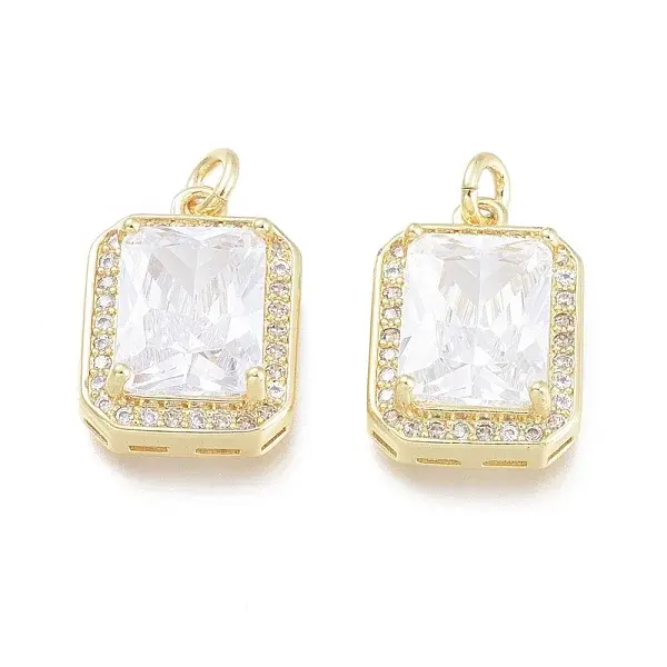Brass Micro Pave Cubic Zirconia Charms