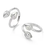 Clear Cubic Zirconia Double Acorn Open Cuff Rings