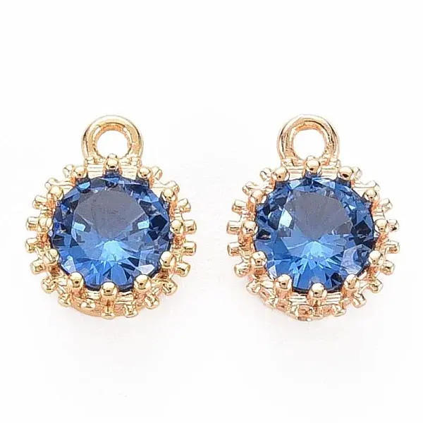 Brass Micro Pave Cubic Zirconia Charms
