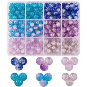 300Pcs 6 Colors Spray Painted Crackle Glass Beads