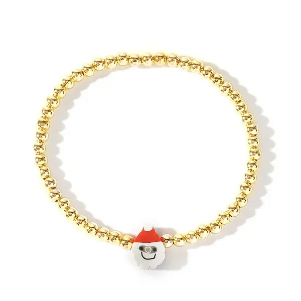 Christmas Brass Beaded Stretch Bracelets