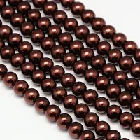 Eco-Friendly Dyed Glass Pearl Round Bead Strands
