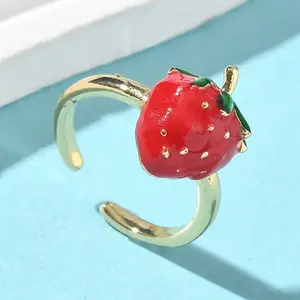 Brass Enamel Adjustable Cuff Rings for Women