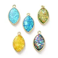 Brass Pendants with Synthetic Opal