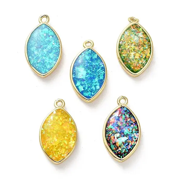Brass Pendants with Synthetic Opal