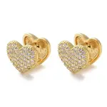 Brass Micro Pave Clear Cubic Zirconia Hoop Earrings