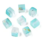 Frosted Glass Beads with Golden Glitter Powder