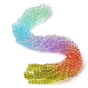 Transparent Painted Glass Beads Strands