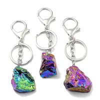 Electroplated Natural Quartz Crystal Keychain