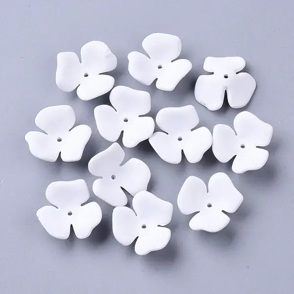 3-Petal Spray Painted Acrylic Bead Caps