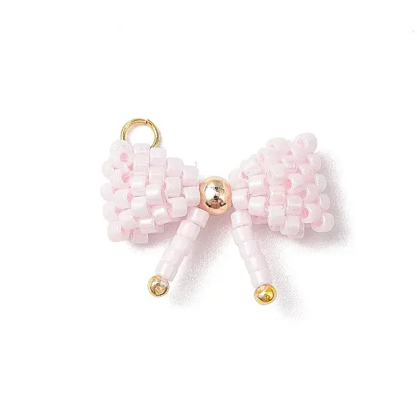 Glass Seed Beaded Bowknot Pendants