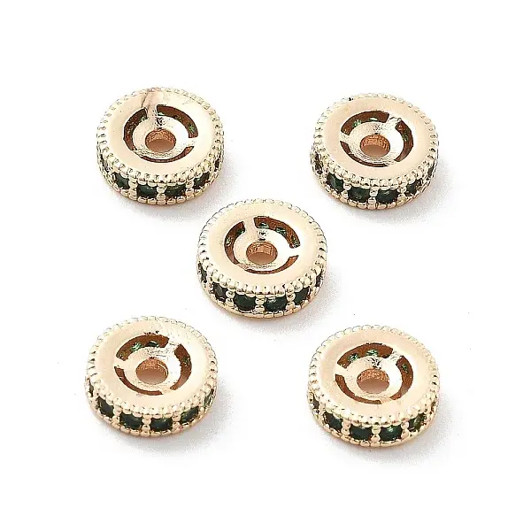 Brass Micro Pave Cubic Zirconia Beads