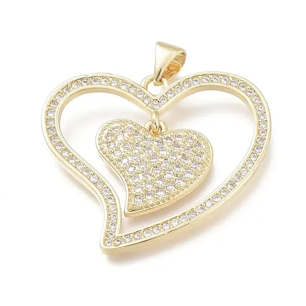Brass Micro Pave Clear Cubic Zirconia Pendants
