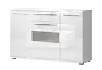 Velká komoda s prosklením a osvětlením tiana - bílá