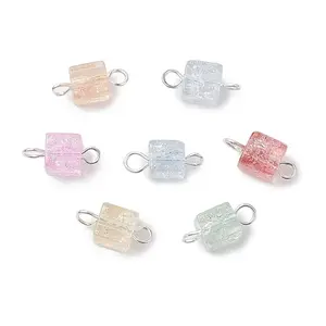 Crackle Glass Beaded Connector Charms