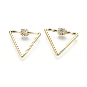 Brass Micro Pave Cubic Zirconia Screw Carabiner Lock Charms