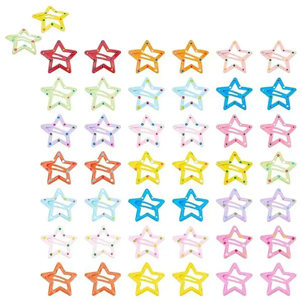 60Pcs 3 Style Cute Spray Painted Iron Snap Hair Clips
