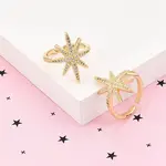 Brass Micro Pave Clear Cubic Zirconia Cuff Rings for Women