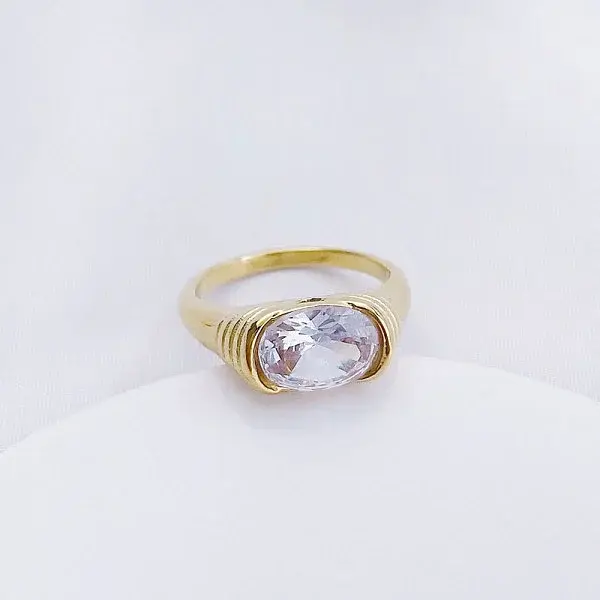 304 Stainless Steel Cubic Zirconia Finger Rings