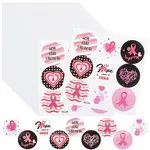 Round Dot Breast Cancer Awareness Pink Ribbon Stickers