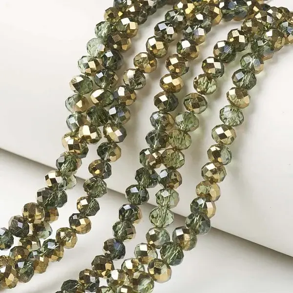 Electroplate Transparent Glass Beads Strands