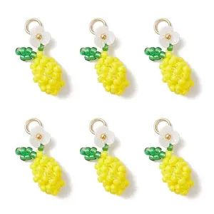 Glass Seed Beaded Lemon with Flower Pendants