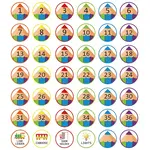 42Pcs Number Theme Self-Adhesive Paper Decorative Stickers