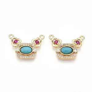 Synthetic Turquoise Rectangle with Flower Pendants