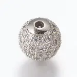 Brass Micro Pave Cubic Zirconia Beads