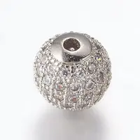 Brass Micro Pave Cubic Zirconia Beads