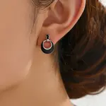 Elegant Brass Flat Round Stud Earrings