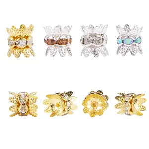 Brass Rhinestone Bead Caps