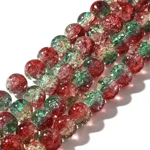 Christmas Theme Crackle Glass Beads Strands