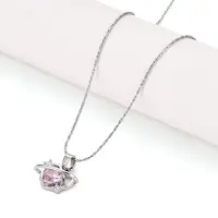 Brass Cubic Zirconia Heart Planet Pendant 304 Stainless Steel Chain Necklaces