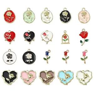 20Pcs 20 Styles Alloy Enamel Pendants