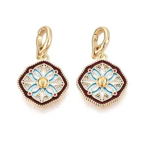 Spray Painted Brass Pave Clear Cubic Zirconia Fold Over Clasps