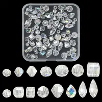 100Pcs 15 Style Transparent Electroplate Glass Faceted Beads