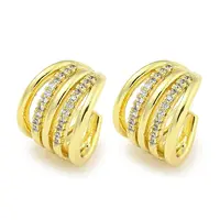 Brass Micro Pave Cubic Zirconia Cuff Earrings