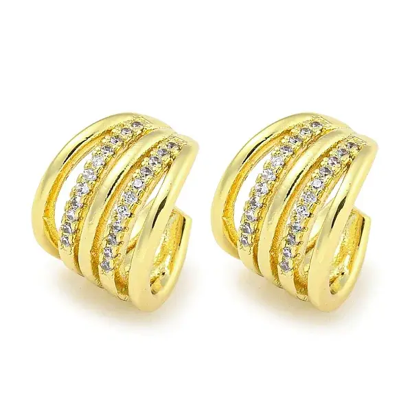 Brass Micro Pave Cubic Zirconia Cuff Earrings