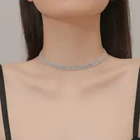 Elegant Rhinestone Cup Chains Collar Necklace for Women