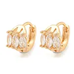 Brass Micro Pave Clear Cubic Zirconia Hoop Earrings
