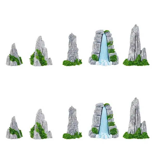 10Pcs 5 Styles Resin Mountain Shape Ornaments
