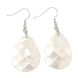 Rack Plating Brass Natural White Shell Dangle Earrings