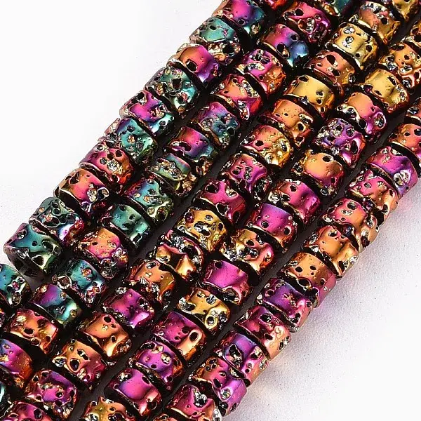 Electroplated Natural Lava Rock Beads Strands