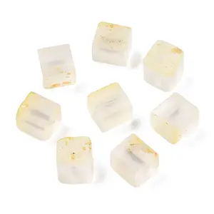 Frosted Glass Beads with Golden Glitter Powder