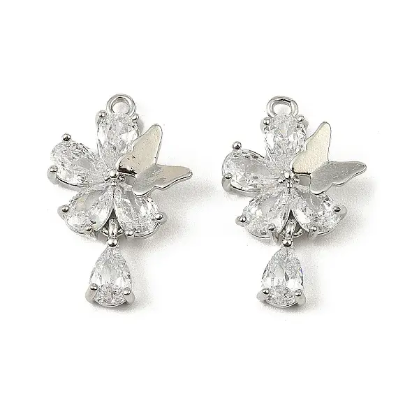 Brass Micro Pave Cubic Zirconia Pendants