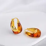 Brass Resin Hoop Earrings