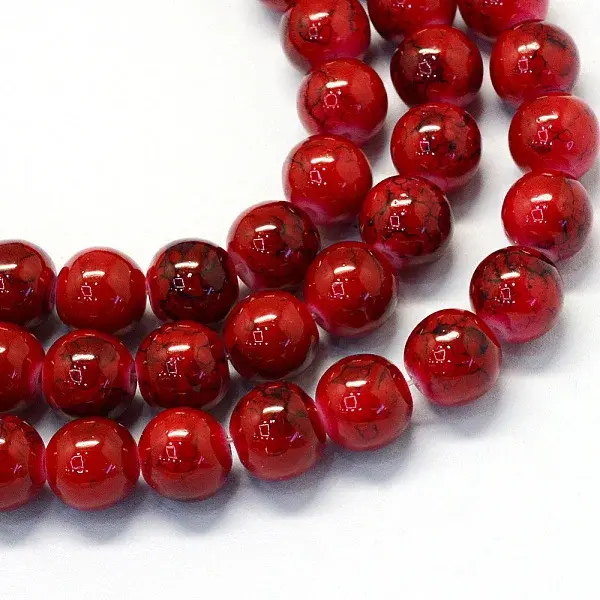Baking Paint Glass Round Bead Strands