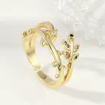 Brass Micro Pave Cubic Zirconia Cuff Rings for Women